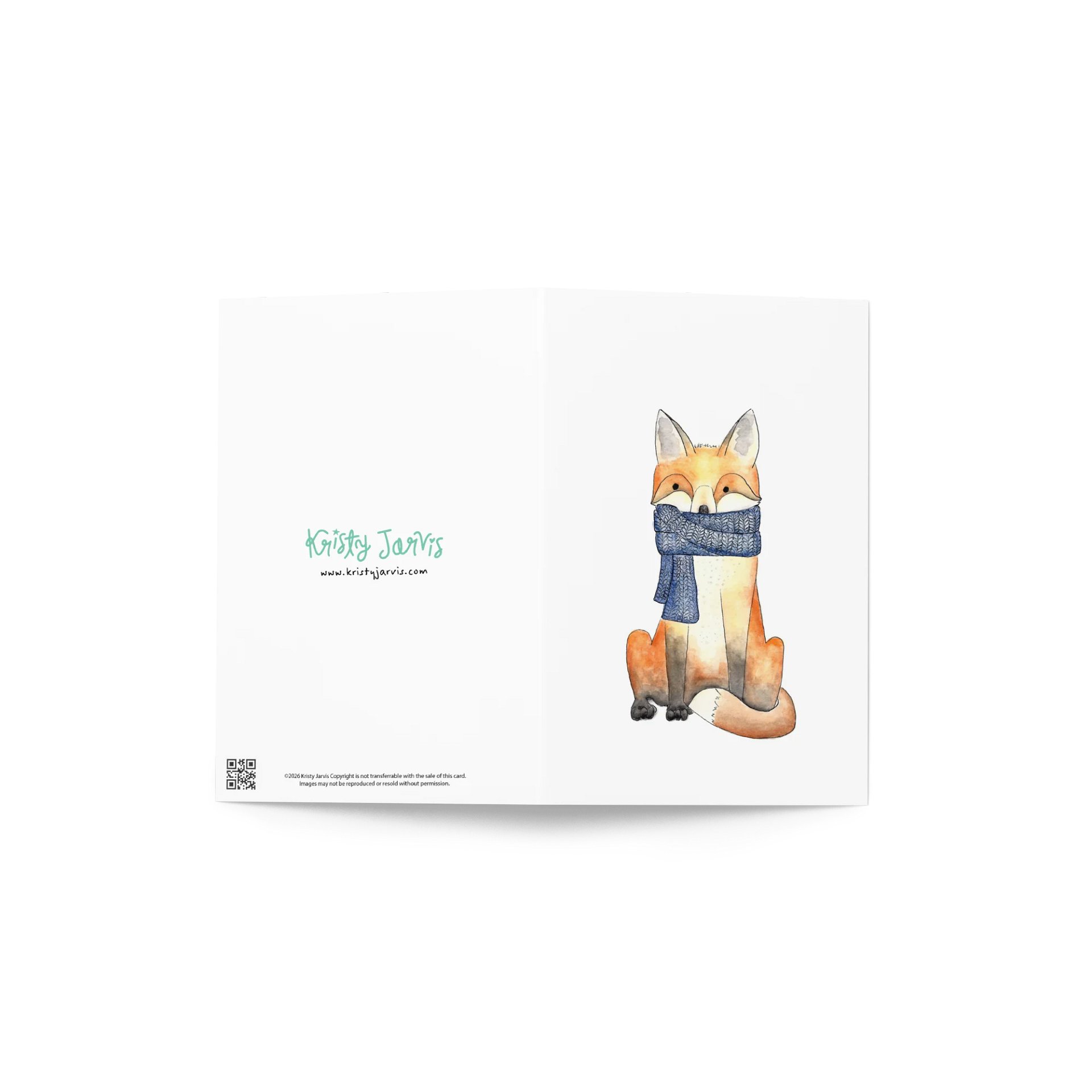 Watercolor Fox in a Scarf Greeting Card product image (2)