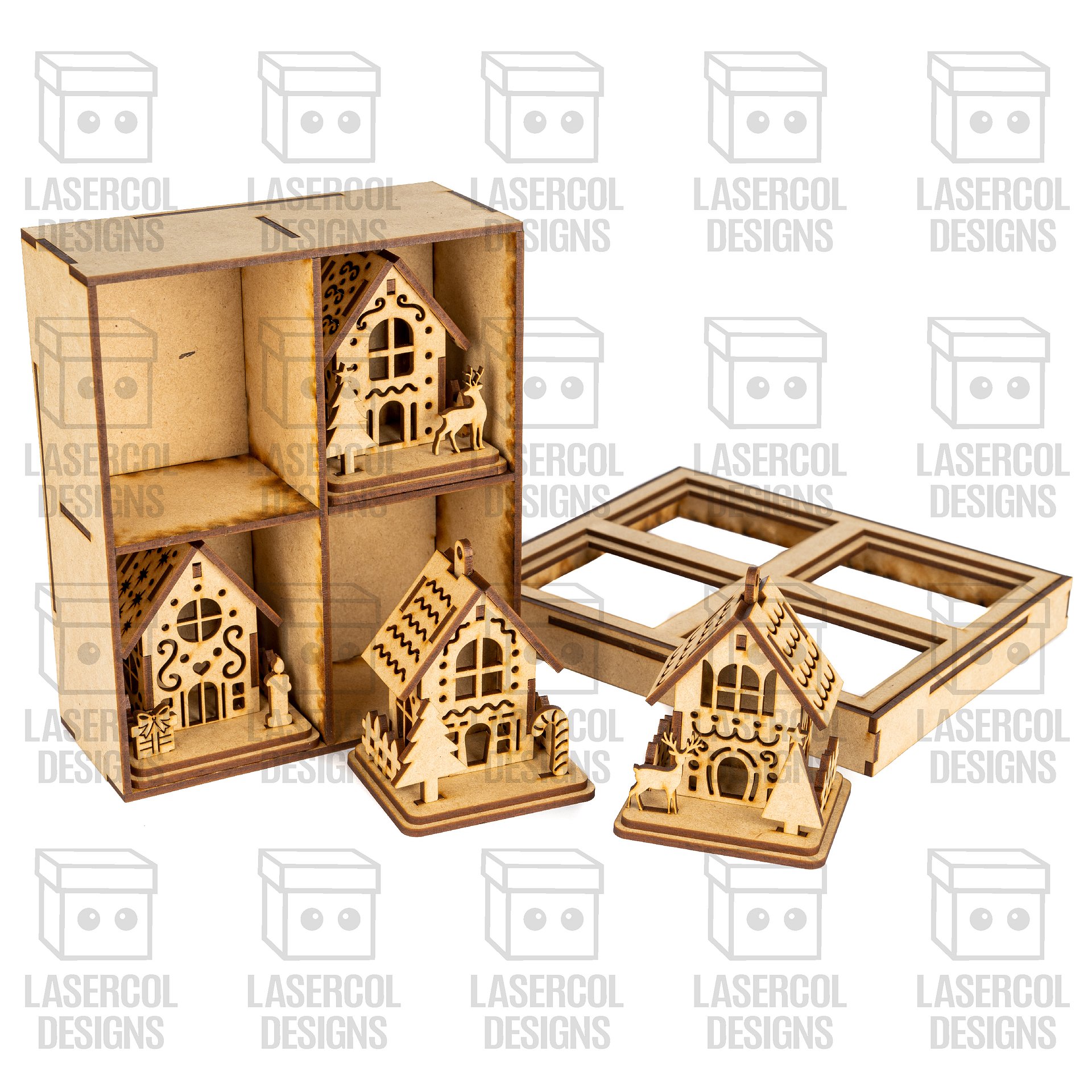 Christmas Houses Ornaments Boxes Set 2 (8 Houses Styles) - Laser Cut Files product image (5)