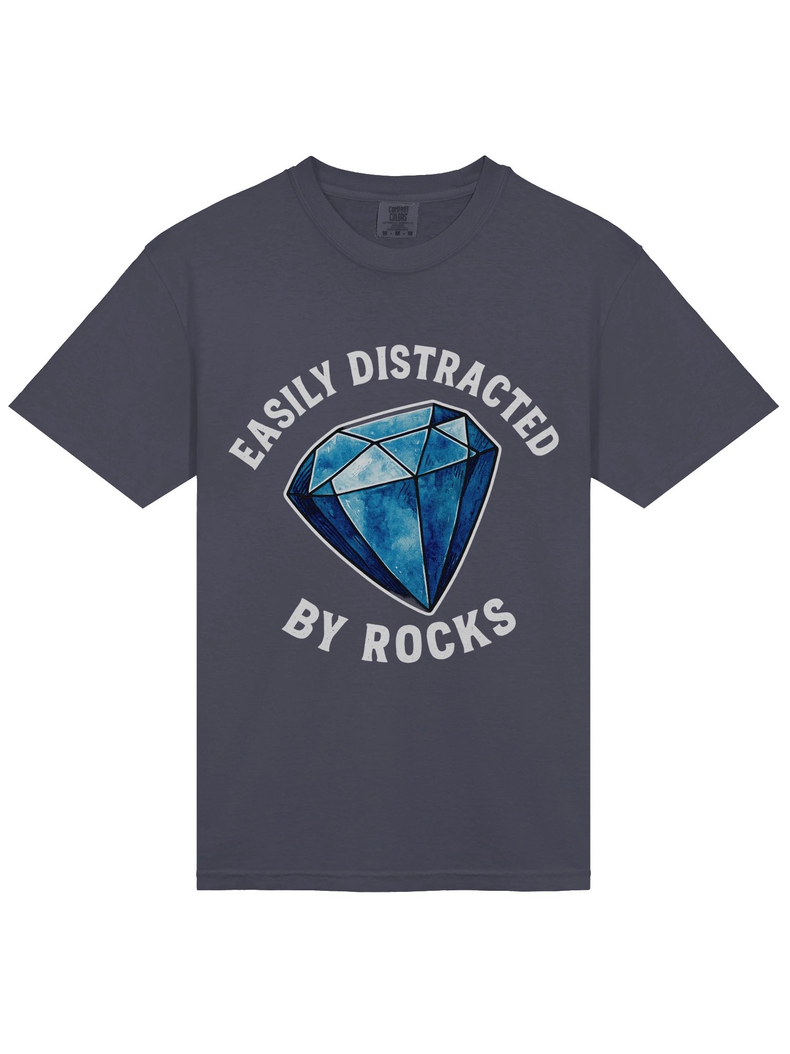 Funny Geocaching T-Shirt – Easily Distracted by Rocks Graphic Tee with Gemstone Illustration for Geocachers, Rockhounds & Outdoor Treasure Hunters product image (3)