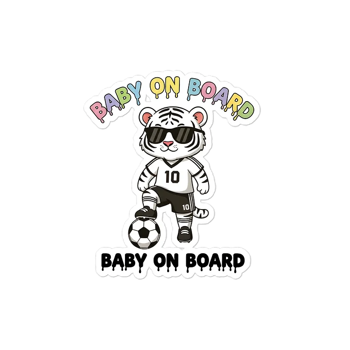 Funny Lion Soccer Baby on Board Sticker - 5x5 Weatherproof Vinyl Car Decal - Cute Lion Soccer Mom and Soccer Dad Gift product image (1)
