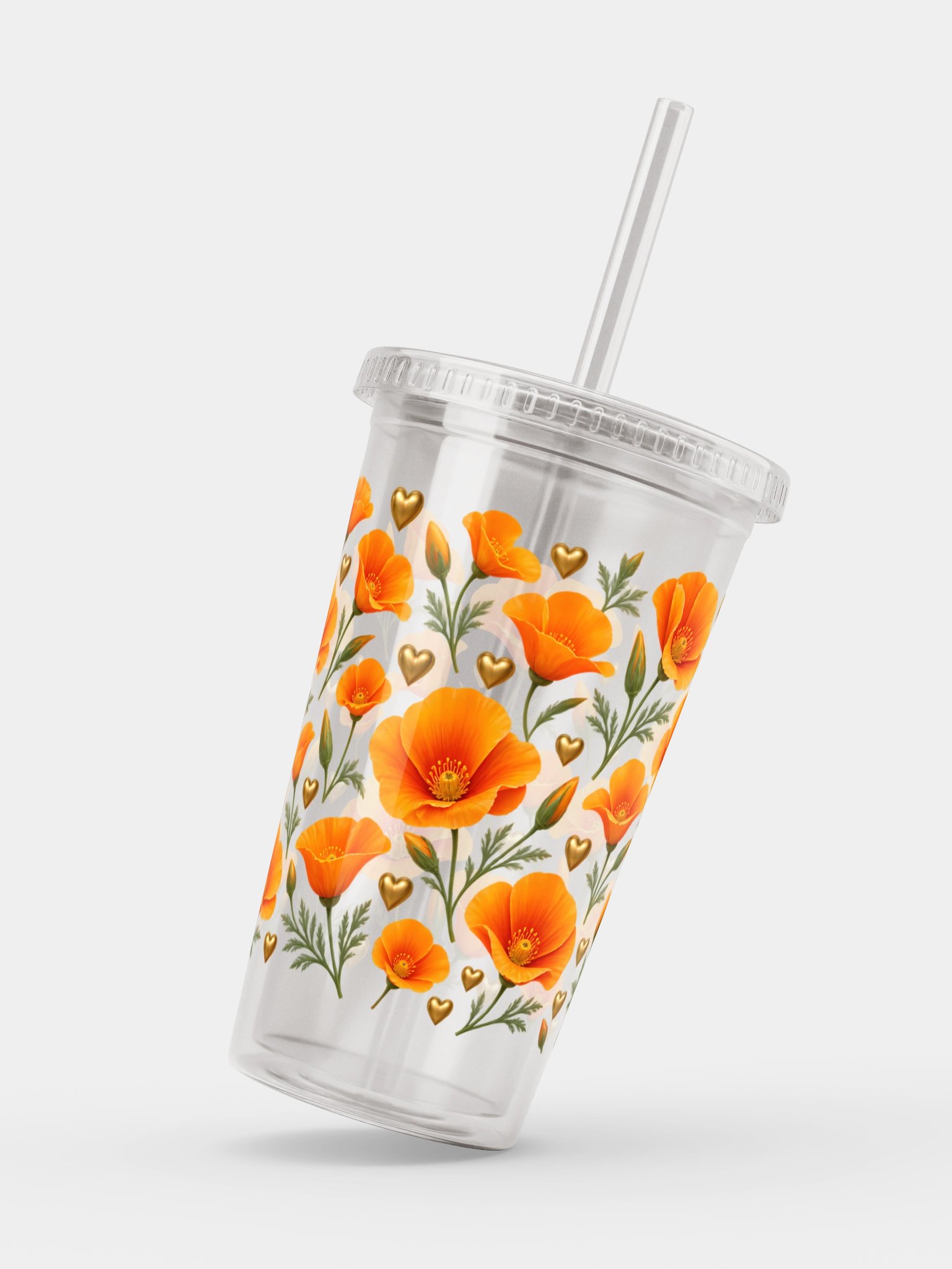 California Poppy Clear Dual Wall Tumbler 16 Oz (473 ml) product image (2)