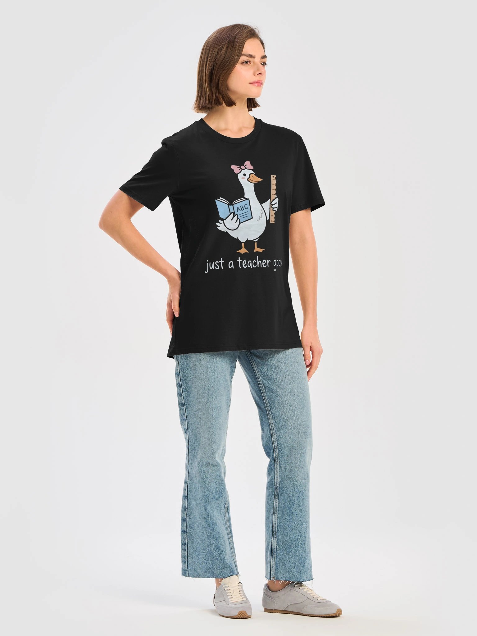 Just a Teacher Goose T-Shirt | Funny Teacher Gift | Cute Goose Graphic Tee | Back to School Shirt product image (51)