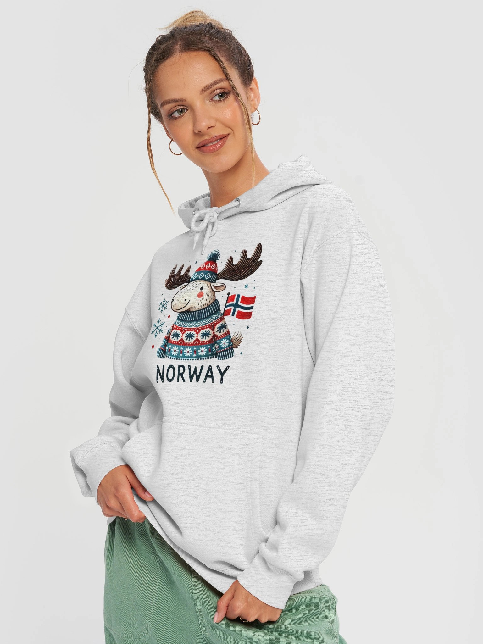 Norway Moose Winter Pullover Hoodie product image (17)