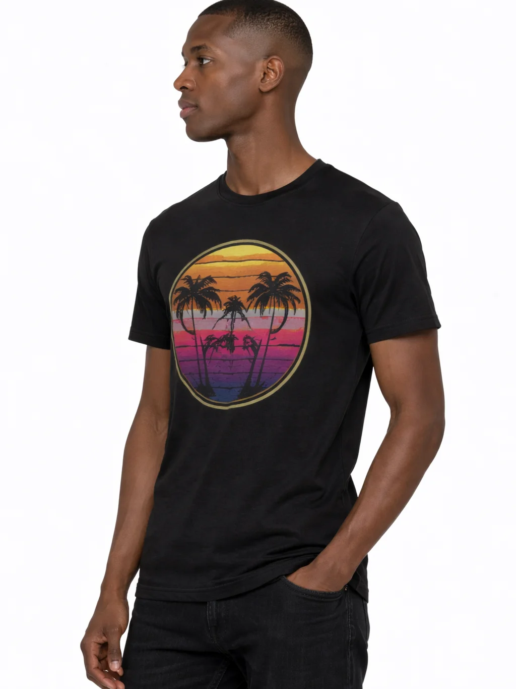 Premium Retro Sunset T-Shirt for men | Vintage Palm Tree Aesthetic Tee product image (4)