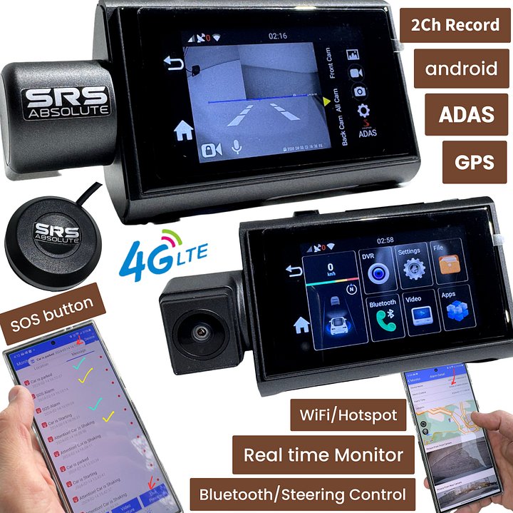 SRS ABSOLUTE Plug/Play 2K 4G Dash Cam 24×7 Remote Audio-Video Monitor Download/Playback/Livestream GPS Tracking Geo-Fence Hyper Lapse G-Sensor Motion Sensor 1TB MicroSD support (S3 2K 4G Gen3) product image (2)