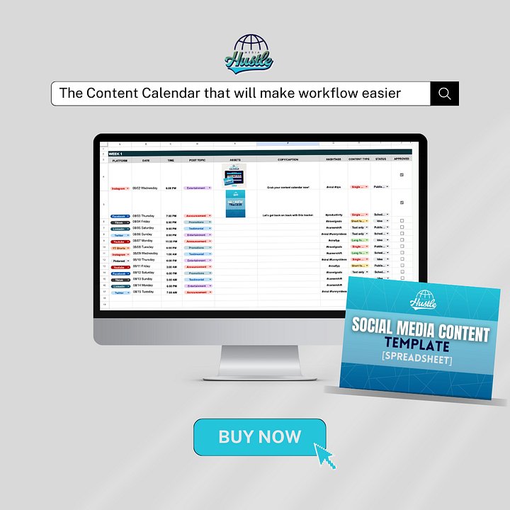 Content Calendar Template [Spreadsheet] - Media Hustle product image (2)