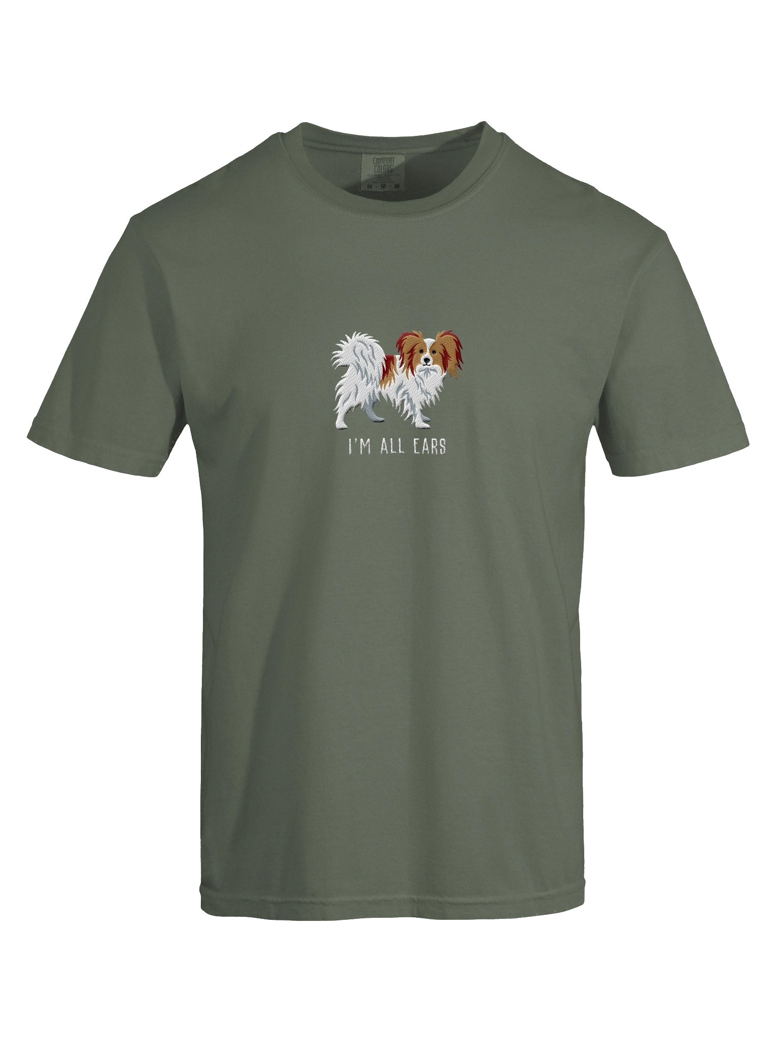 I'm All Ears T-Shirt(Embroidered) of a Papillon(Brown & White) product image (10)