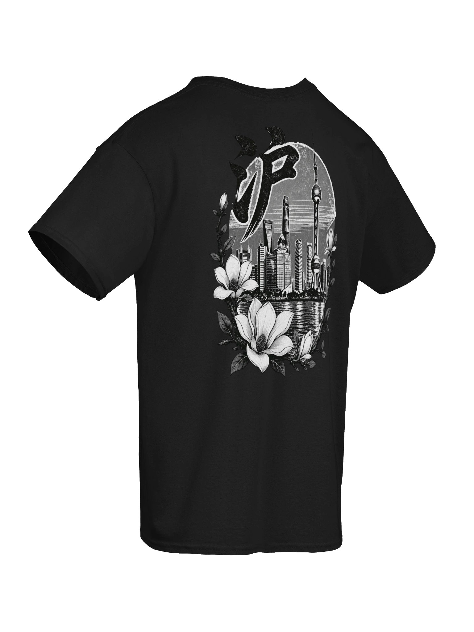 Shanghai Skyline Tee | Vintage Black & White Design | Heavyweight T-Shirt product image (38)