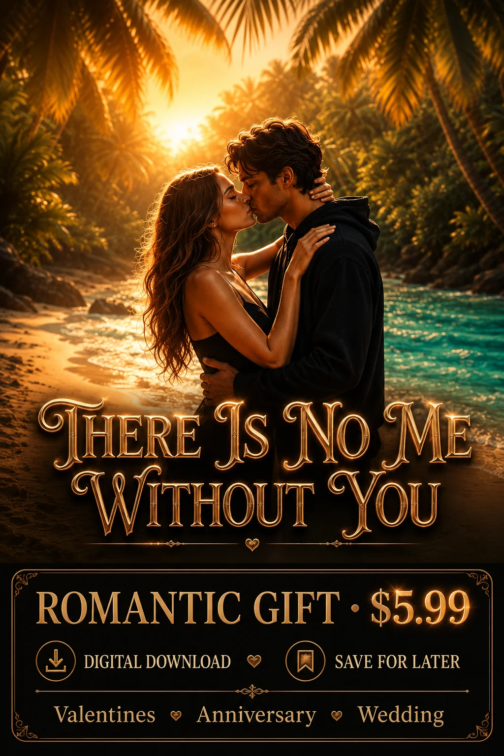 There Is No Me Without You - 8K Tropical Beach Square Romantic Print product image (1)