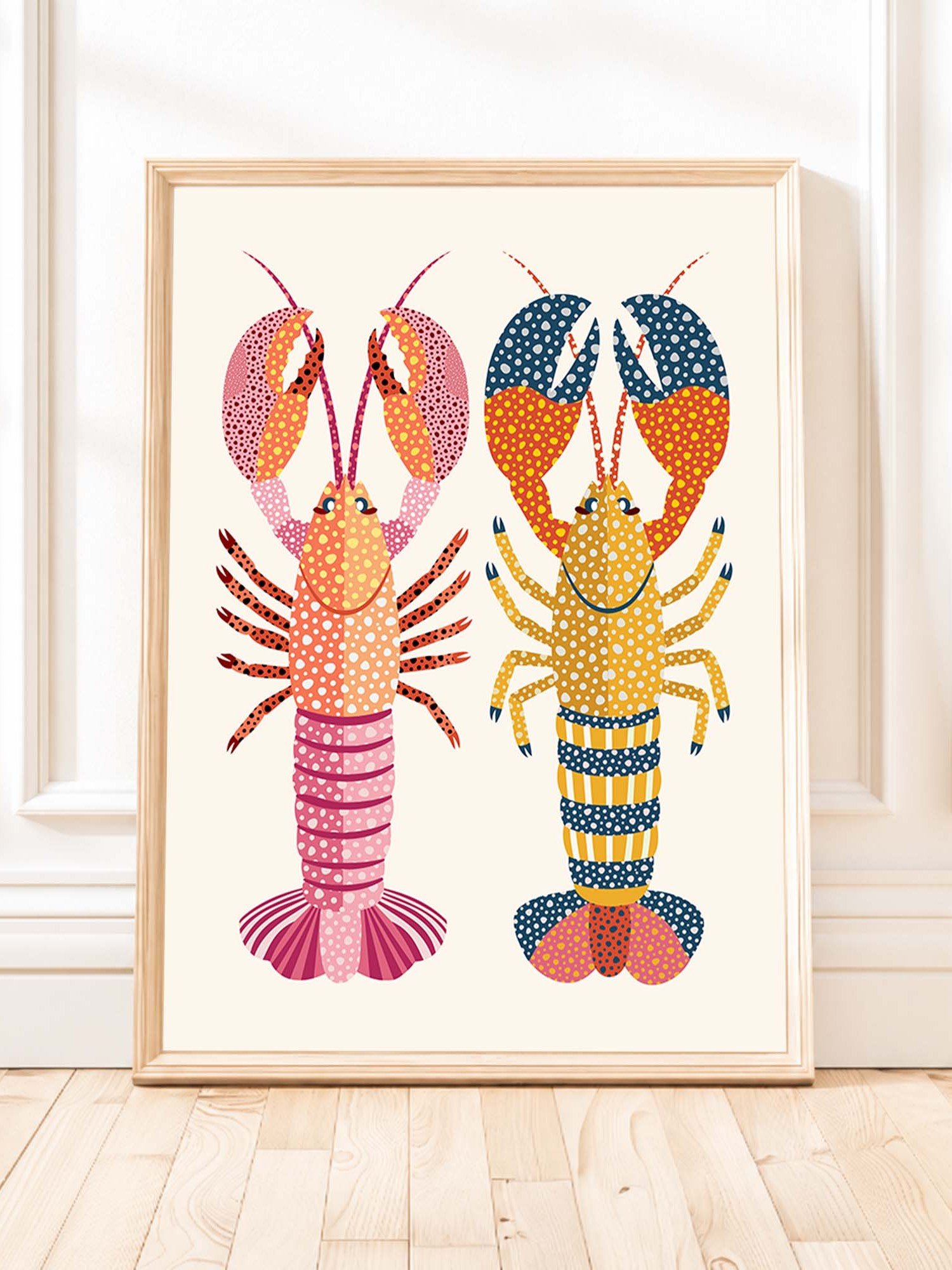 Colorful Lobster Wall Art, Coastal Seafood Printable product image (1)
