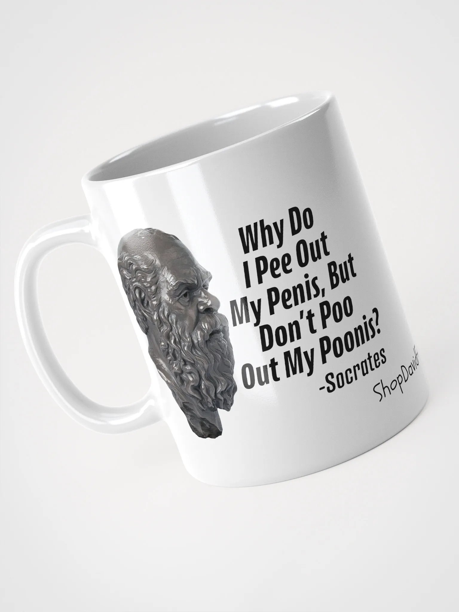 Socrates: Why Do I Pee Out My Penis, But Don't Poo Out My Poonis? Ceramic Coffee Mug product image (3)