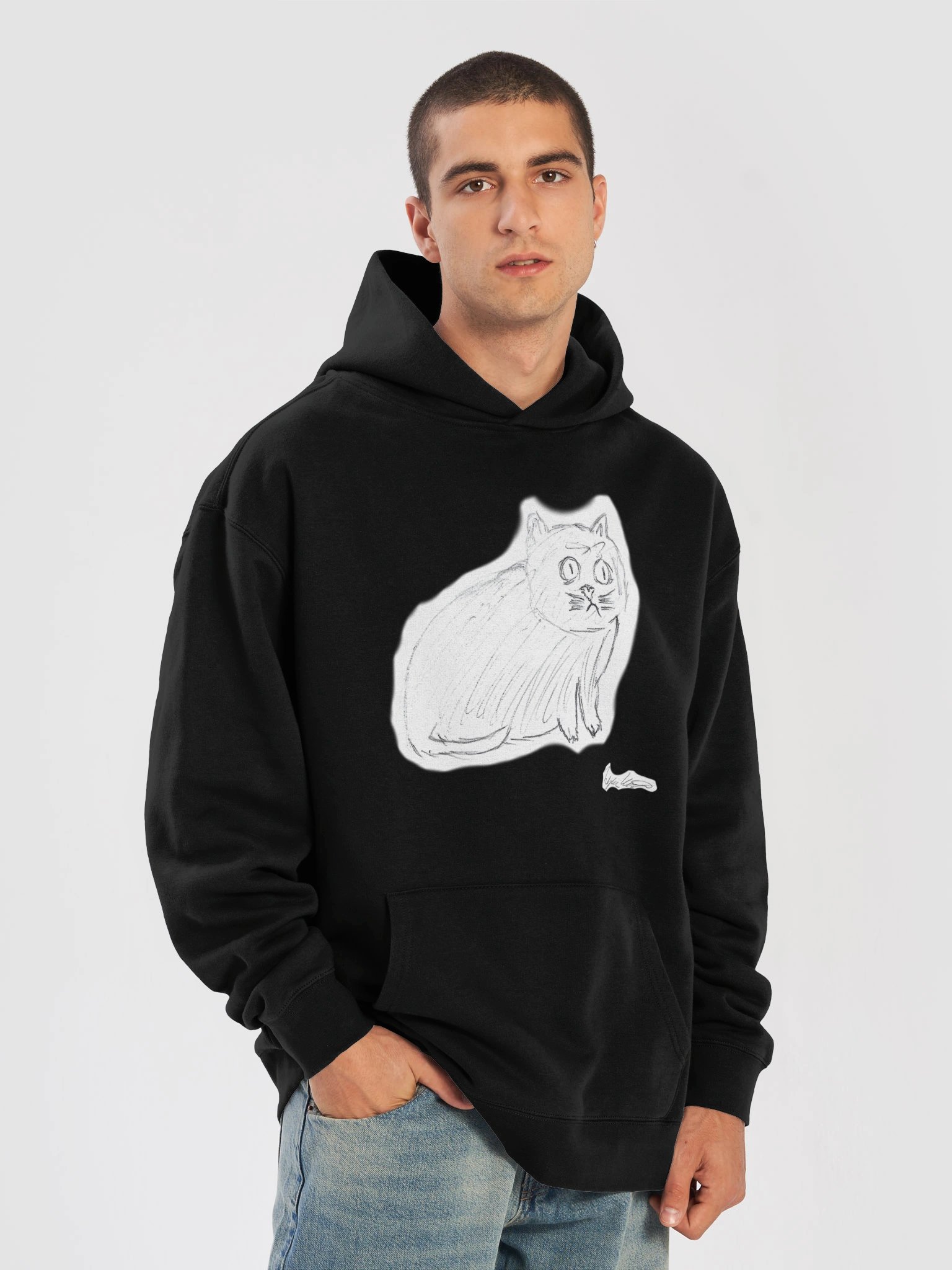 Sketch CPTSD Cat Premium Relaxed Hoodie by Lucky! product image (3)