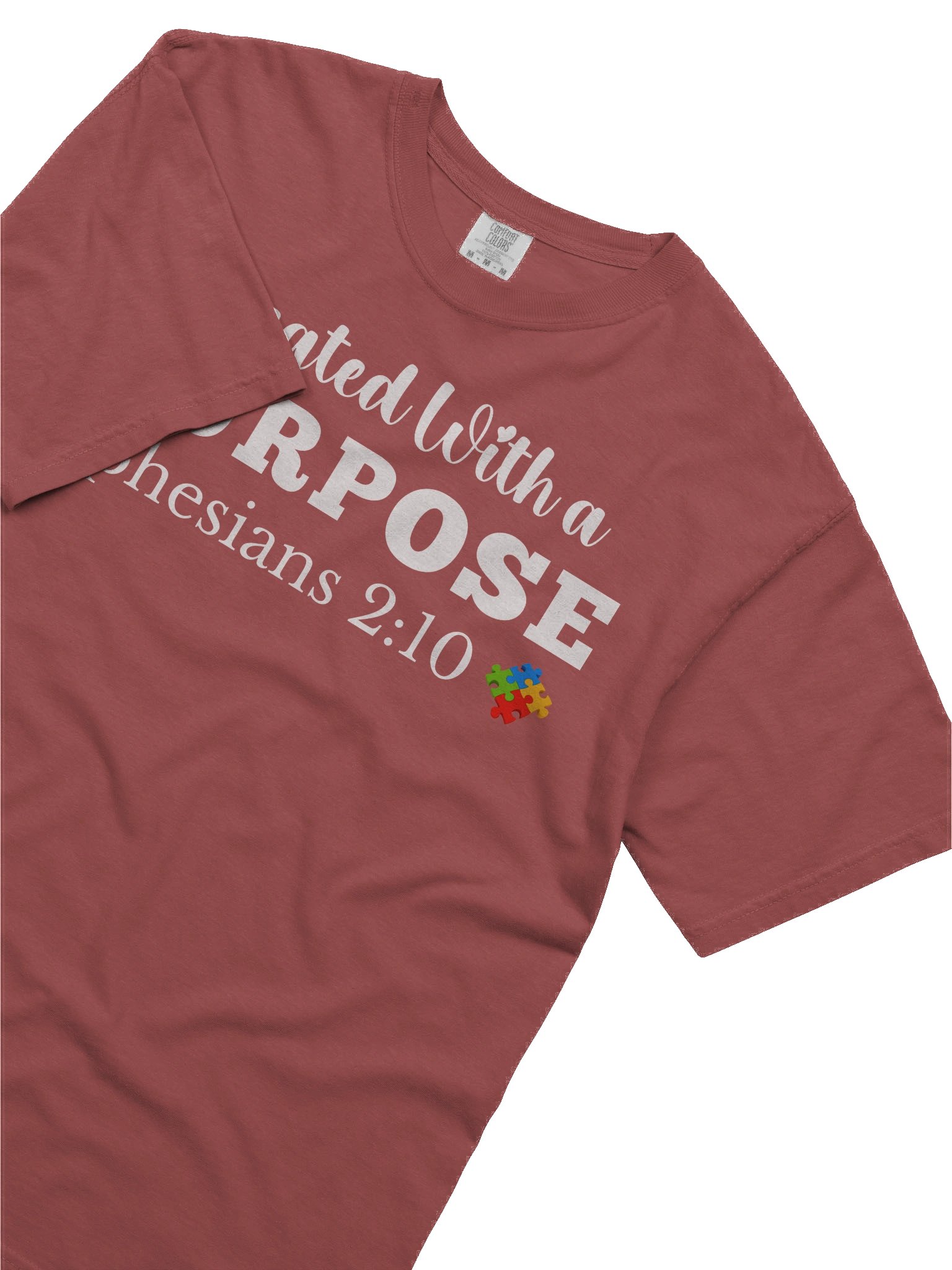 Created With A Purpose : Comfort Colors T-shirt | Christian Faith | Autism Acceptance I Gift To Mom, Dad, Child With Autism product image (4)