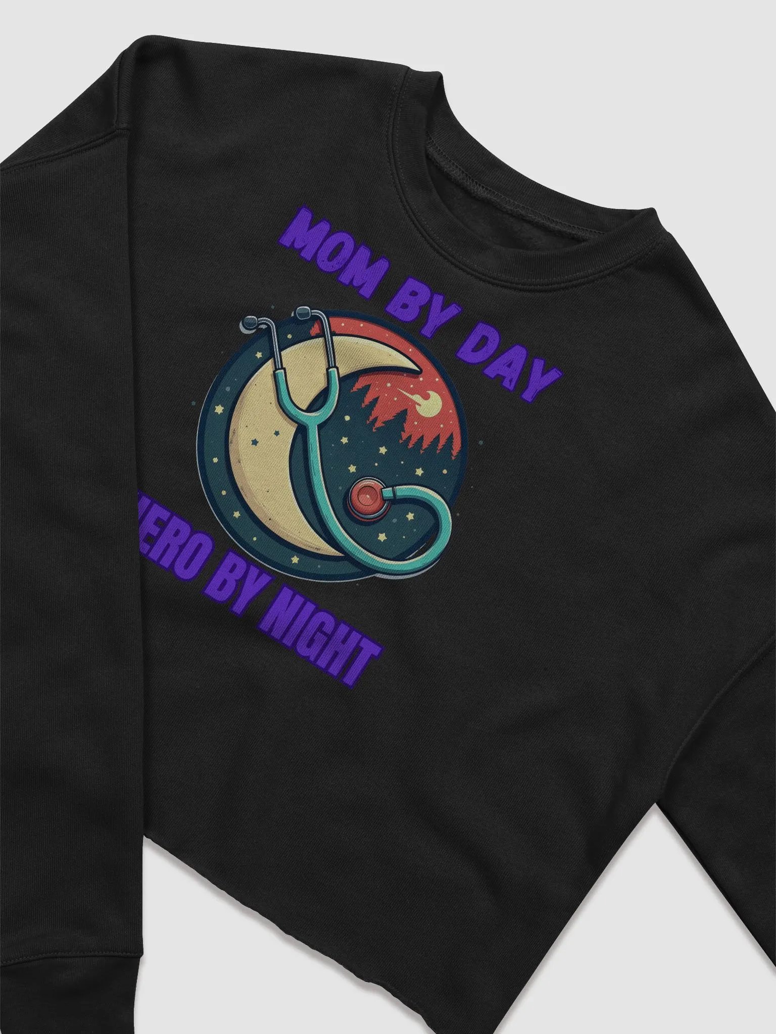 mom by day, Stethoscope Superhero Crop Sweatshirt product image (7)