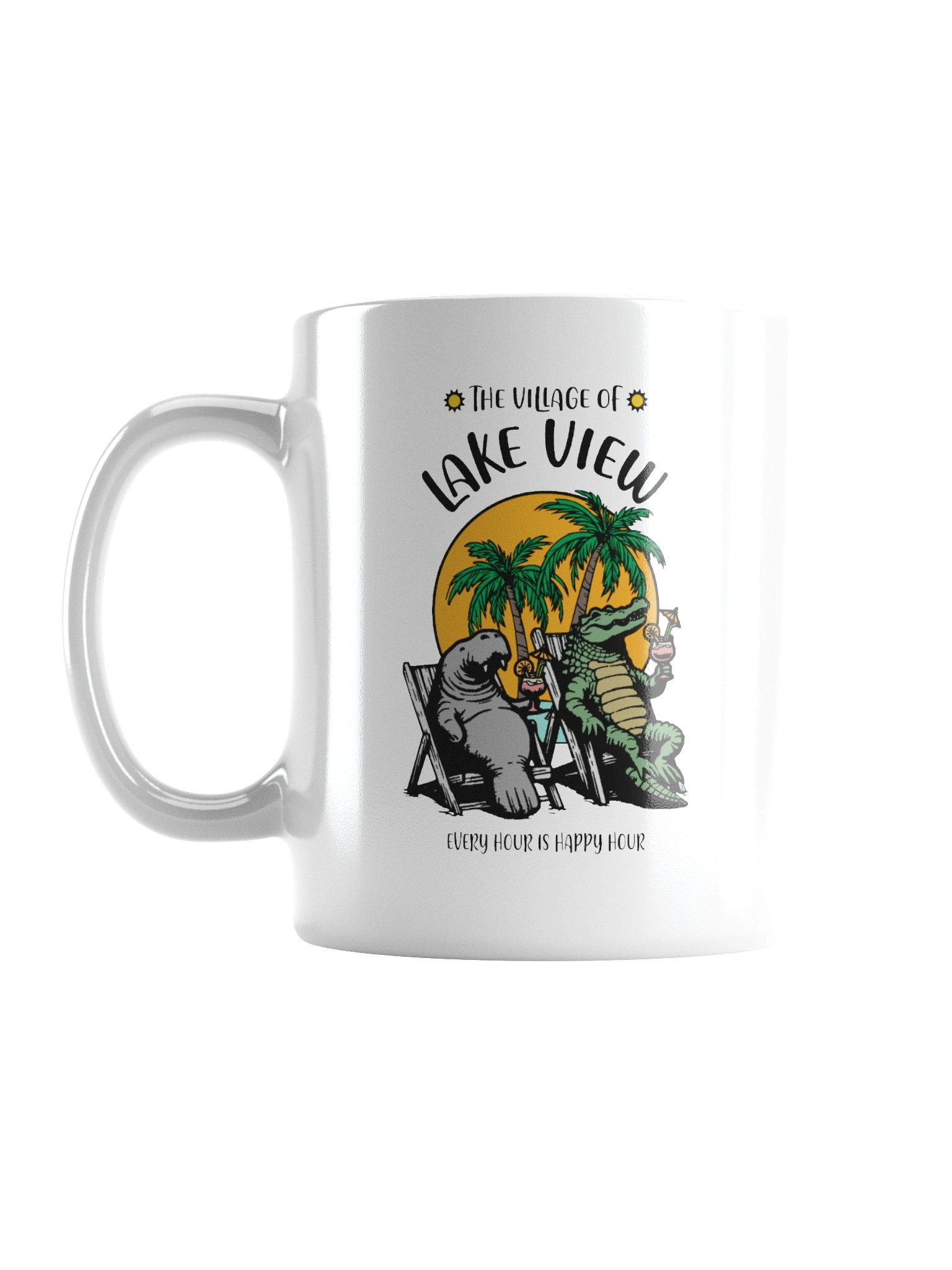 The Village of Lake View TV Florida USA Fun Manatee Alligator Design Coffee Mug product image (3)