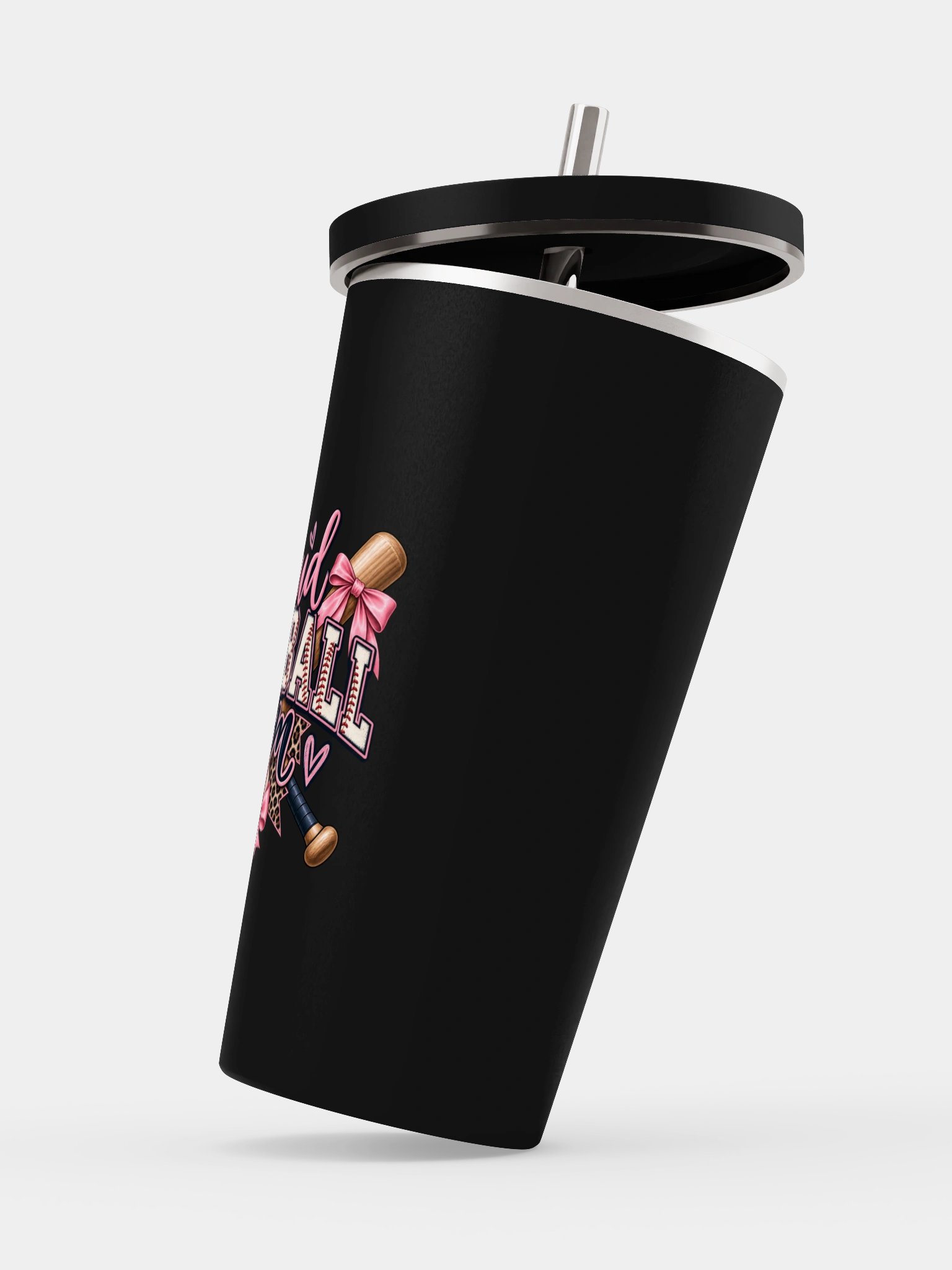 Proud Baseball Mom Tumbler | Pink Bow Baseball Cup product image (3)