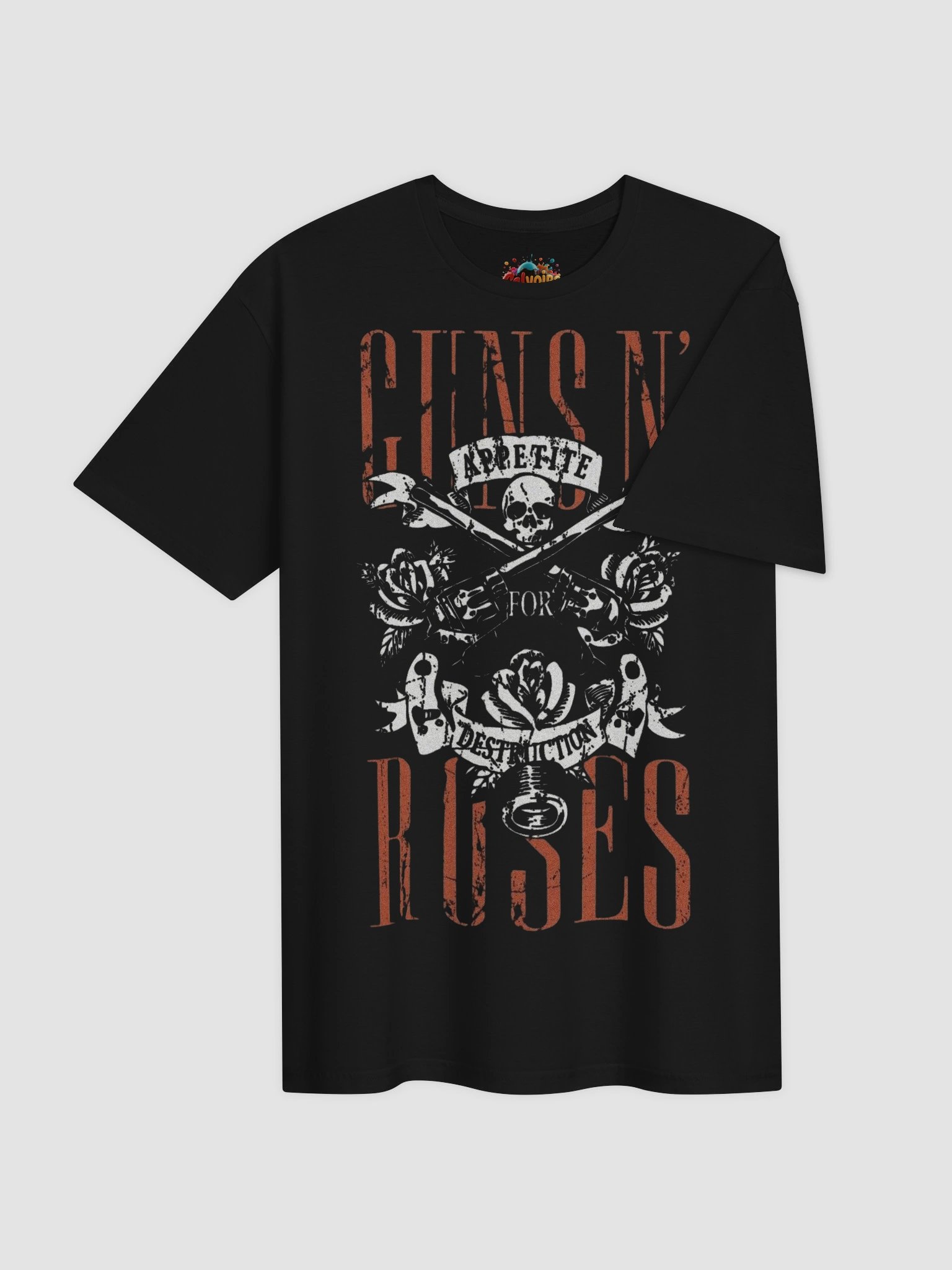Guns N’ Roses Appetite for Destruction Cross T-Shirt | Hand-Distressed Skull & Roses Artwork | Luxury 80s Hard Rock Streetwear product image (3)