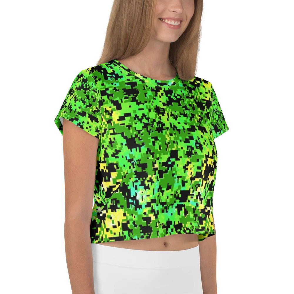 Pixelated Camo Green Crop Top product image (4)
