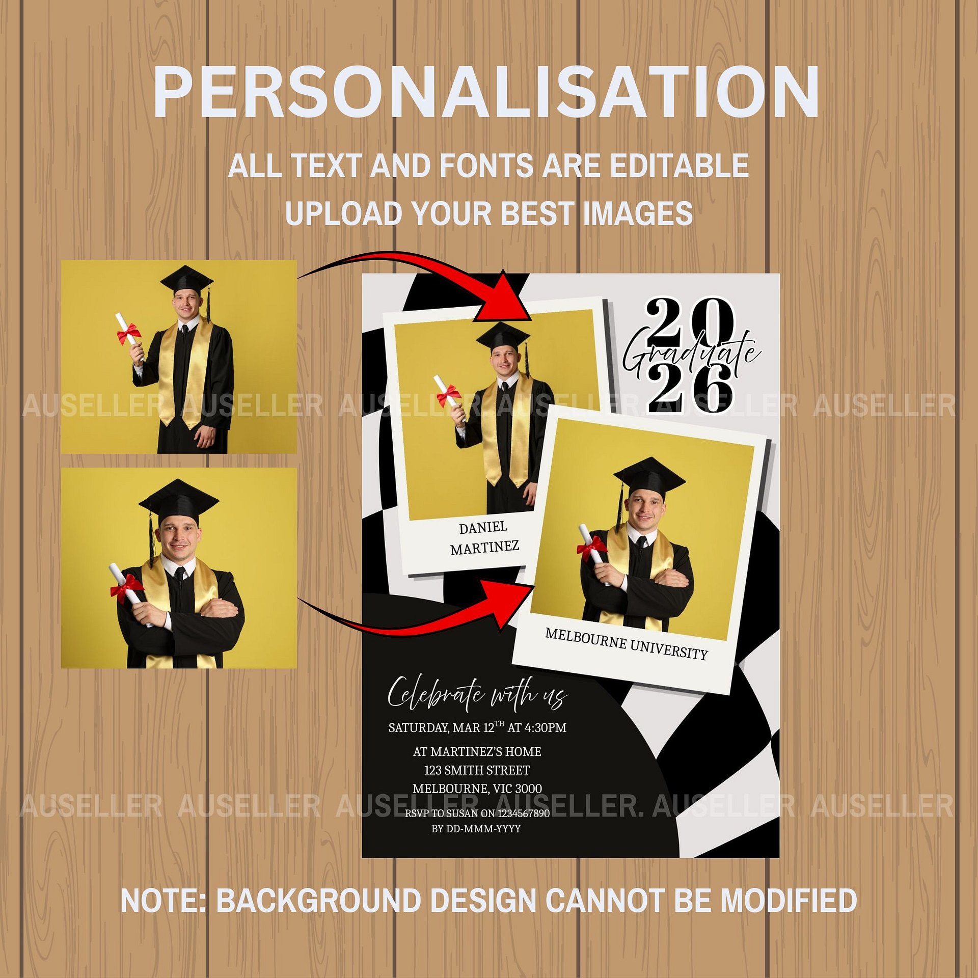 Modern Graduation Invitation 2026 Editable Canva Template product image (5)