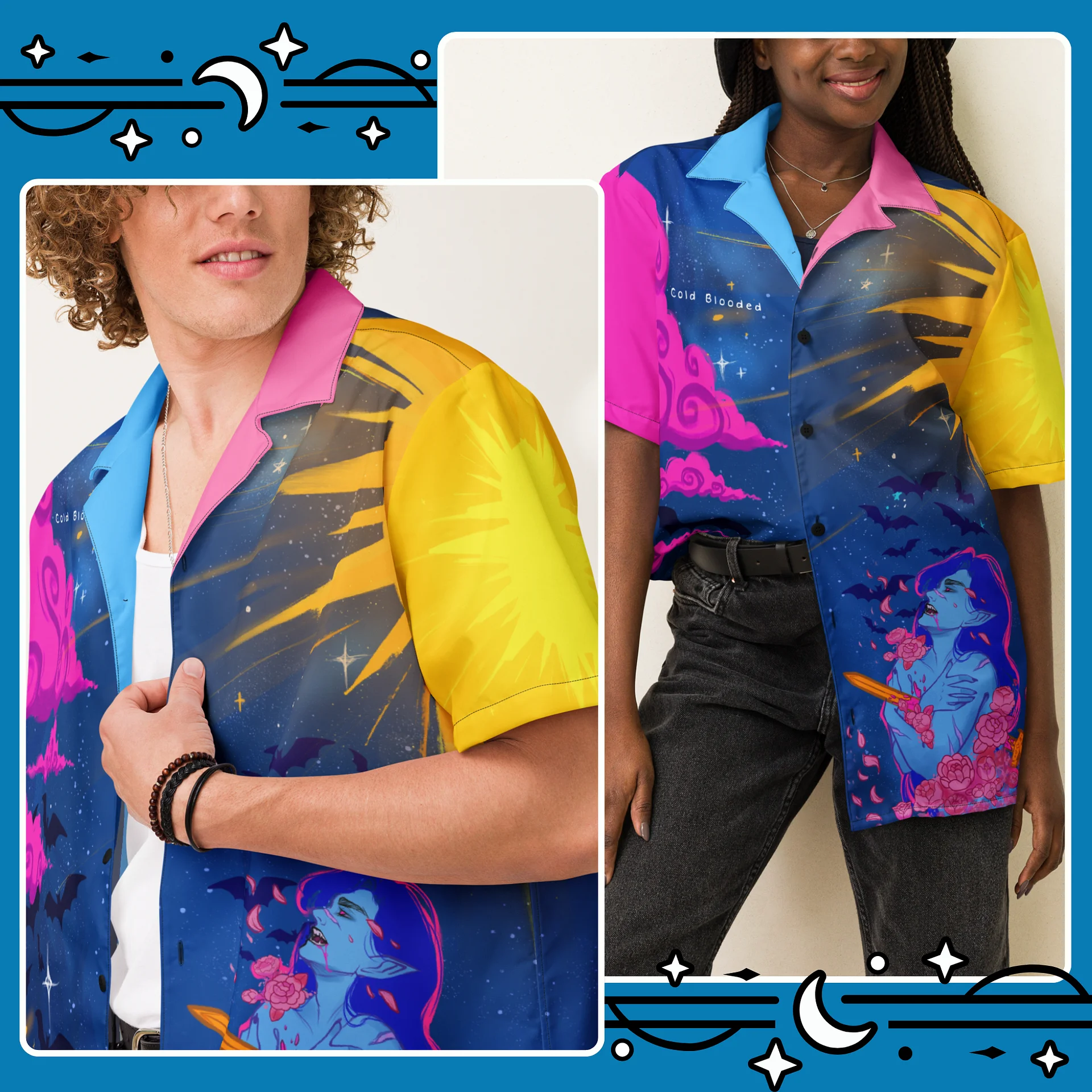 Pansexual Subtle Pride Vampire Button Up Shirt product image (3)