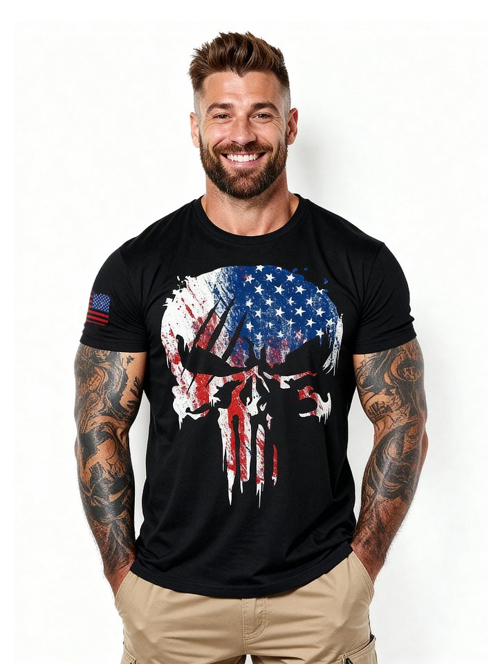 USA Flag Skull T-Shirt product image (1)