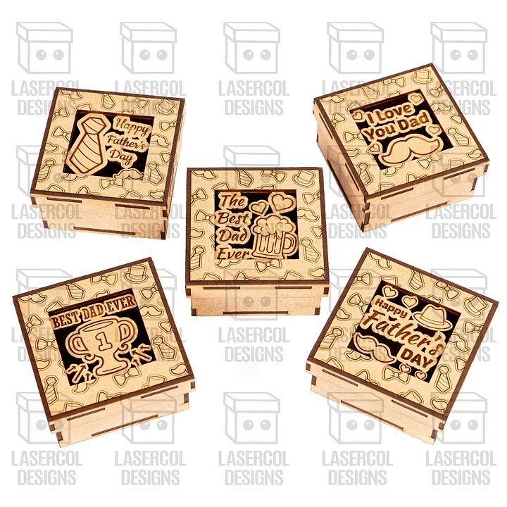 Father's Day Gift Boxes Set 1 (3 Sizes, 5 Styles) - Laser Cut Files product image (2)