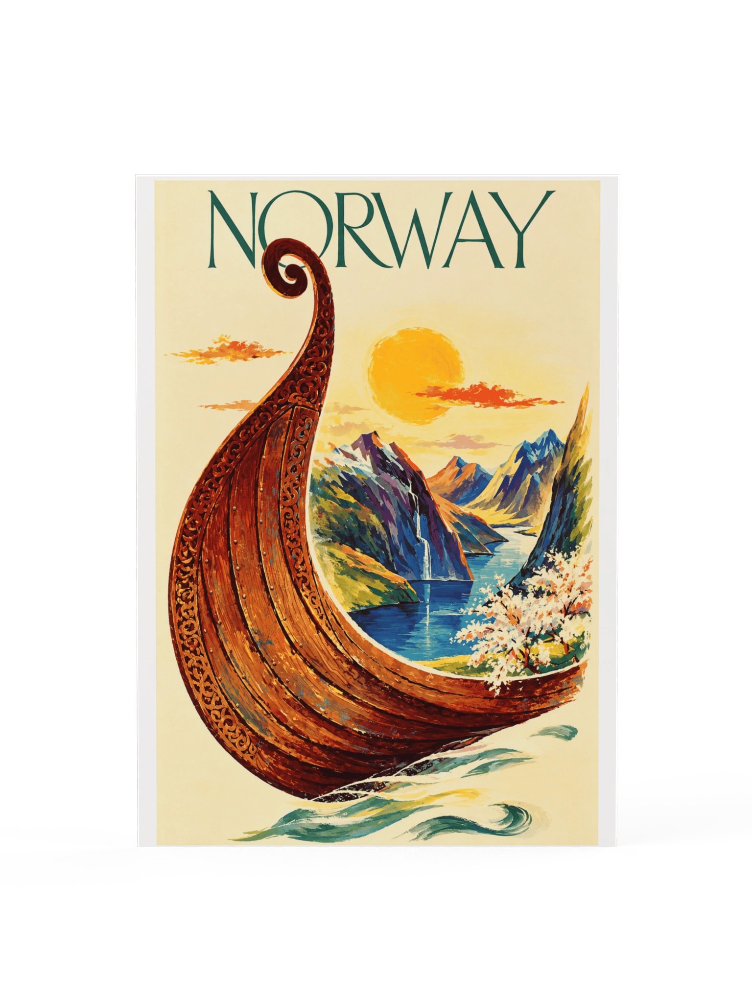 Norway Viking Fjord Travel Vintage Poster product image (1)