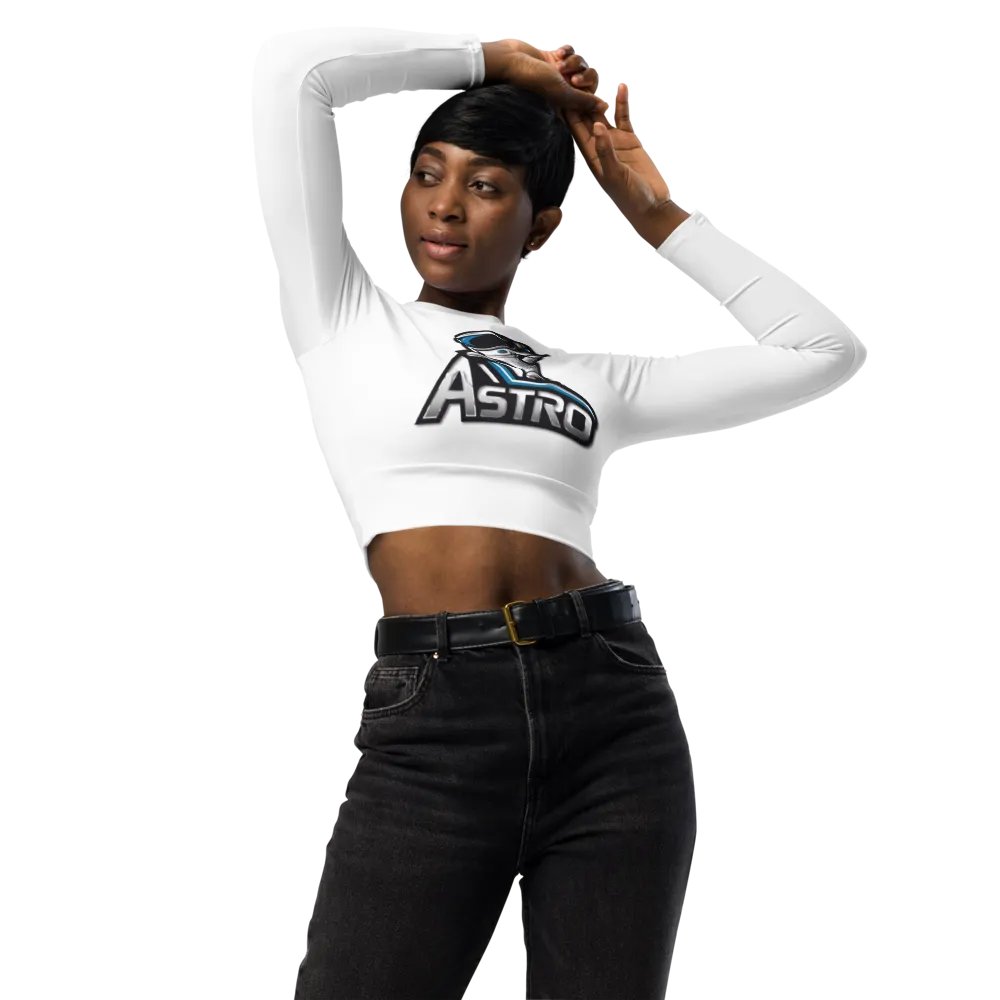 Astro Women's Long Sleeve Crop Top - White Astronaut Design product image (3)