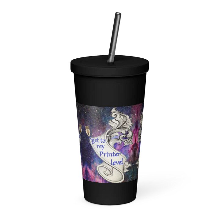Isolierbecher mit Strohhalm, get to my Printer level Motiv product image (1)
