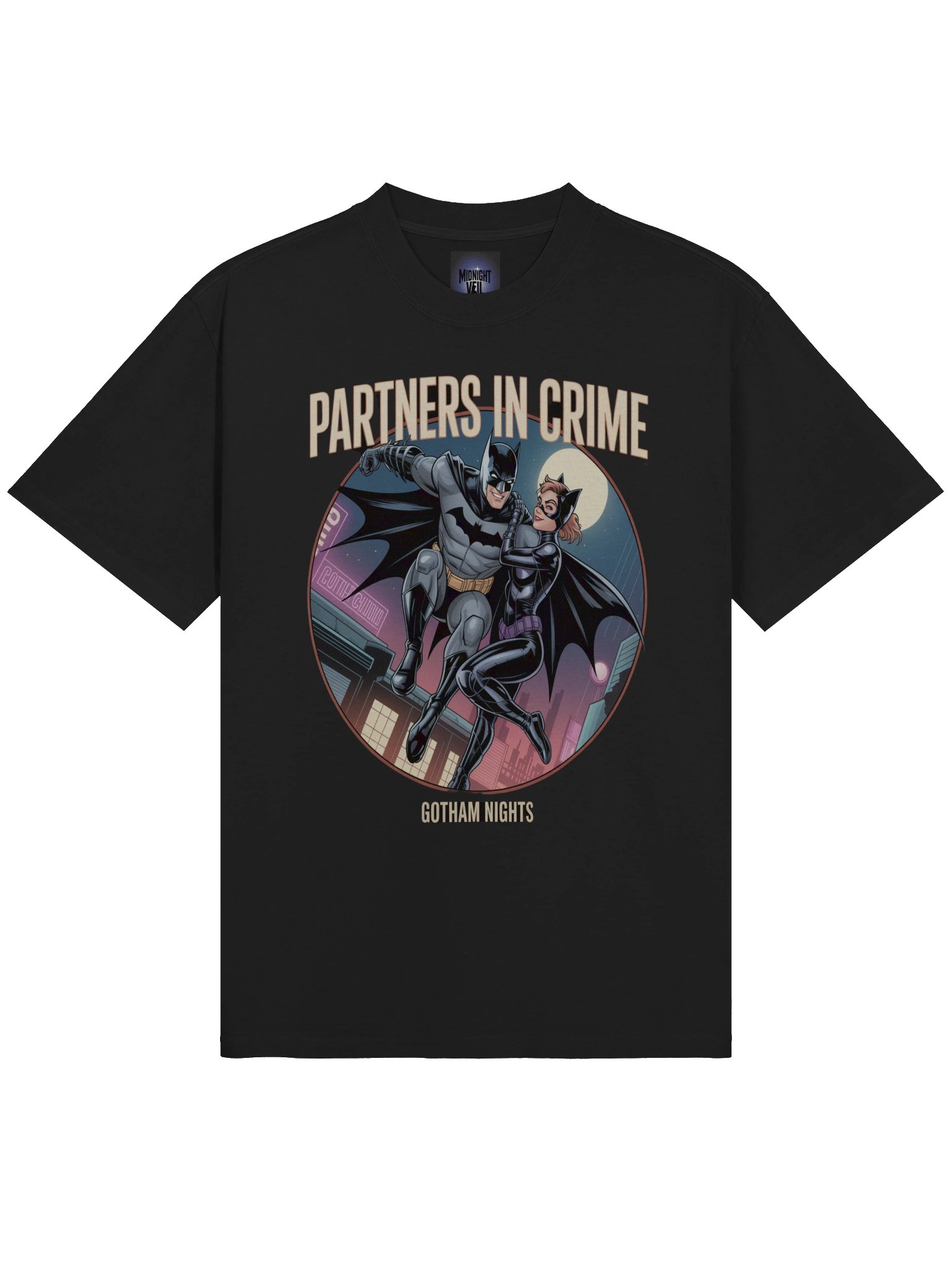 Forbidden Flight: Batman & Catwoman Partners in Crime Oversized Faded T-Shirt product image (5)