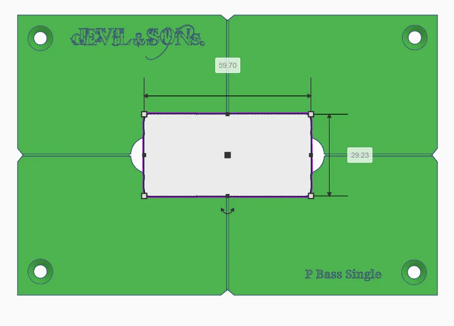 Precision Bass Guitar Style SINGLE Pickup Routing Template (3D Print File) product image (3)