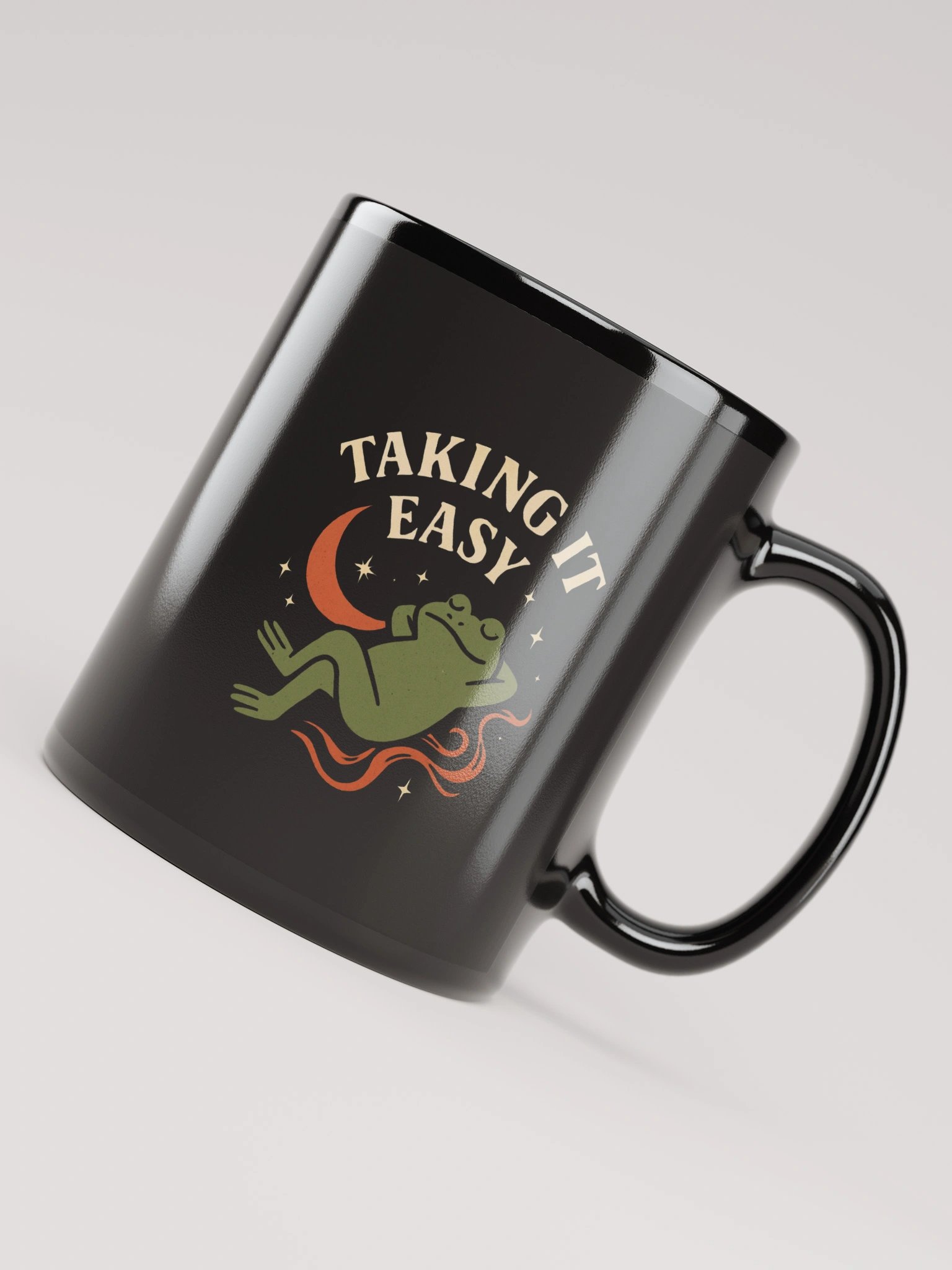Taking It Easy Black Glossy Mug product image (8)