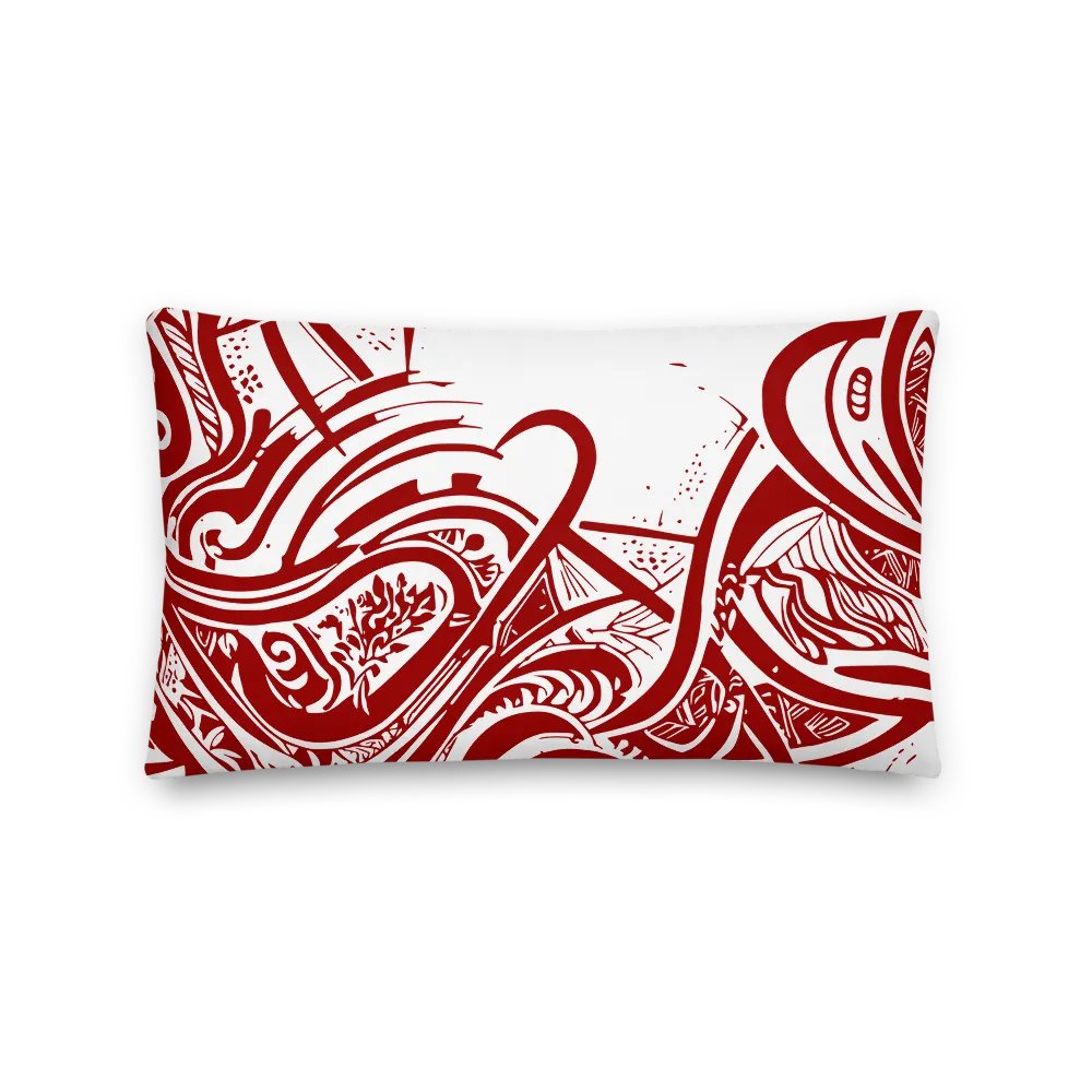 Red & White Asian Inspired Painted Premium Accent Pillow product image (1)