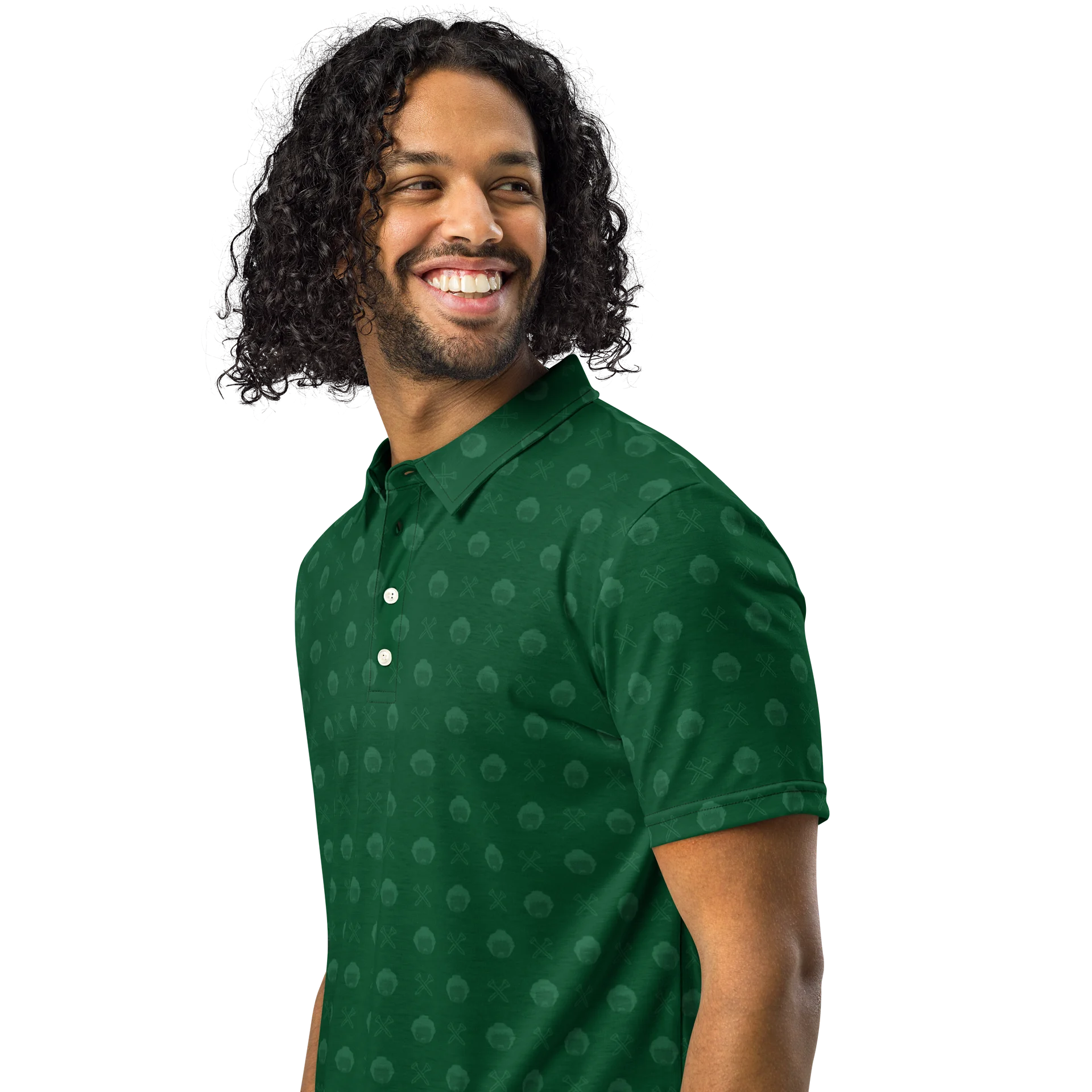 Golf Pattern Forest Green Printed Polo product image (2)