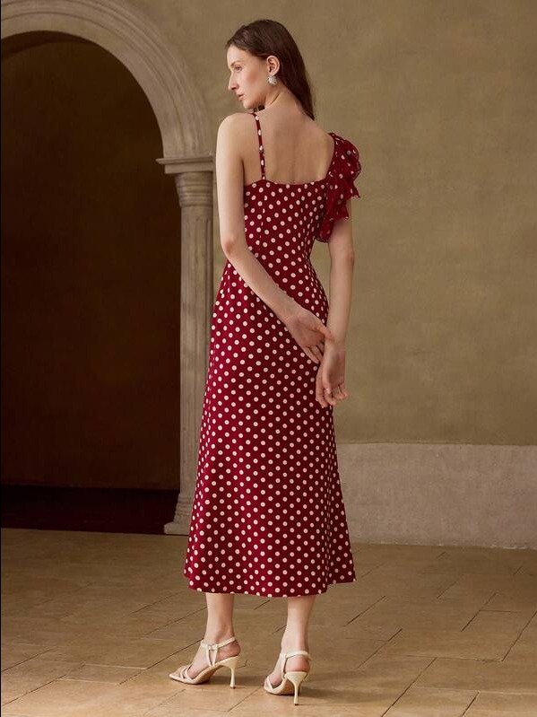 MOTF PREMIUM FASHIONABLE POLKA DOT MIDI DRESS FOR WOMEN product image (2)