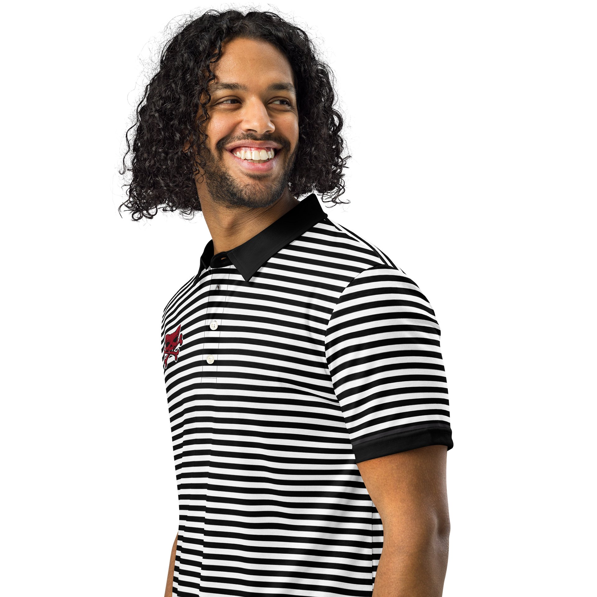 White and Blaque Red Kat Skull Polo product image (2)