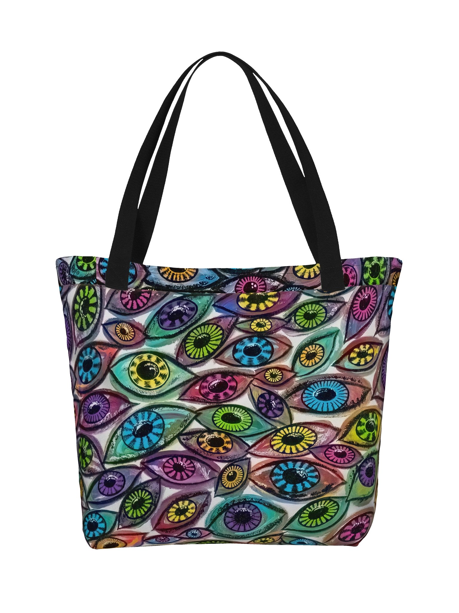 Large Psychedelic Eyes Tote Bag with Pocket | Eye See You Too product image (1)