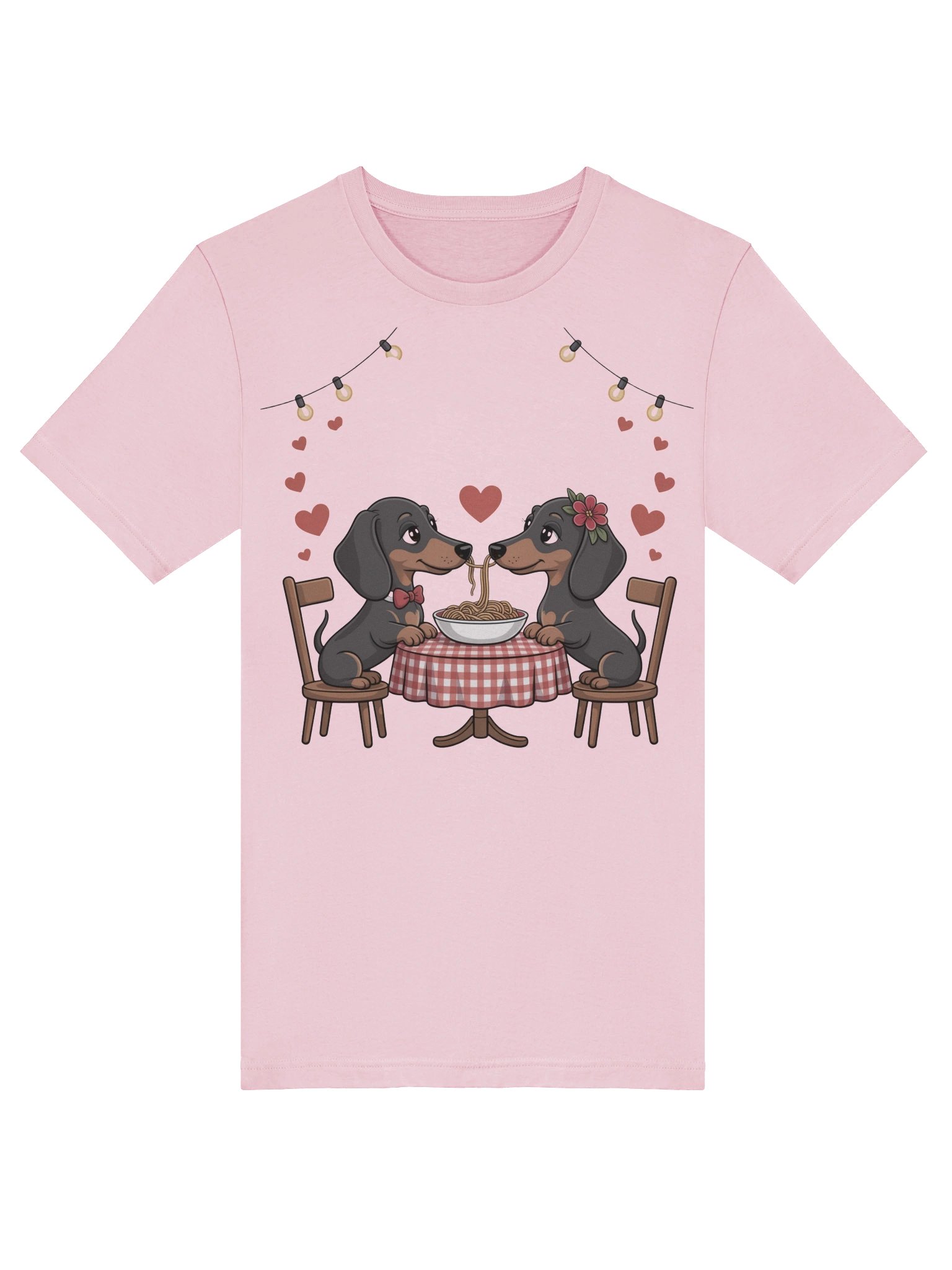 Dachshund Pasta Date Shirt – Romantic Wiener Dog Valentine T-Shirt, Cute Dog Lover Gift for Couples product image (9)