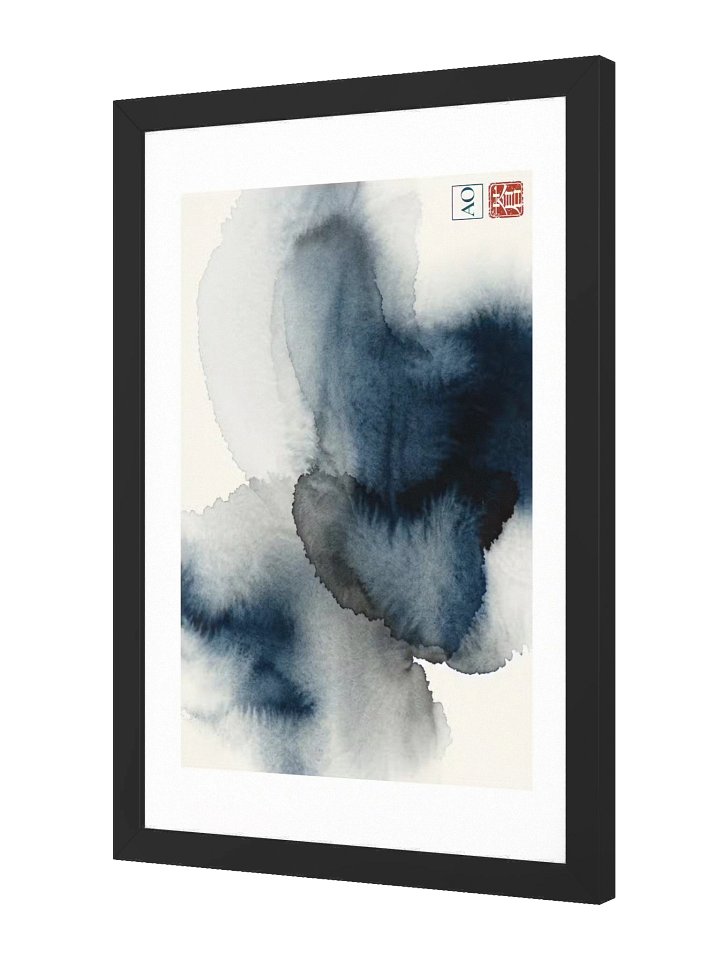 Japanese Indigo Ink Art Print | Serene Indigo Mist No.01 | Framed Wall Art - AO Japan Blue product image (2)
