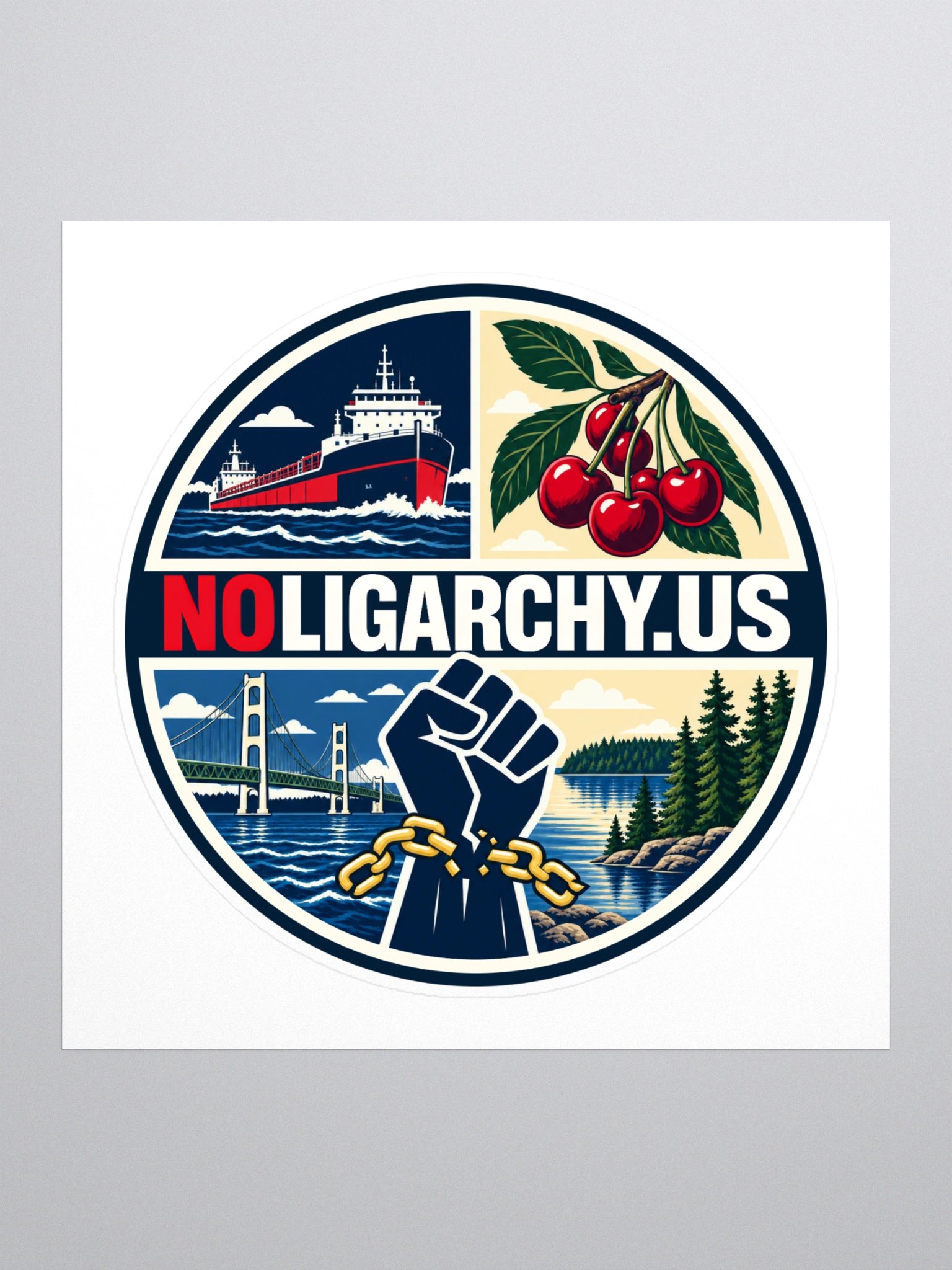 Michigan NOLIGARCHY.US sticker product image (1)