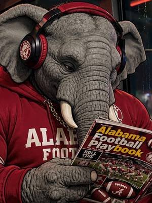 It’s gonna be a long ride back to Tuscaloosa for Big Al. He decided to take advantage of this time and study the playbook to prepare for the next game! As always #RollTide !!