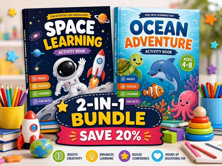 Space & Ocean Activity Bundle, 62 Pages Printable PDF product image (2)