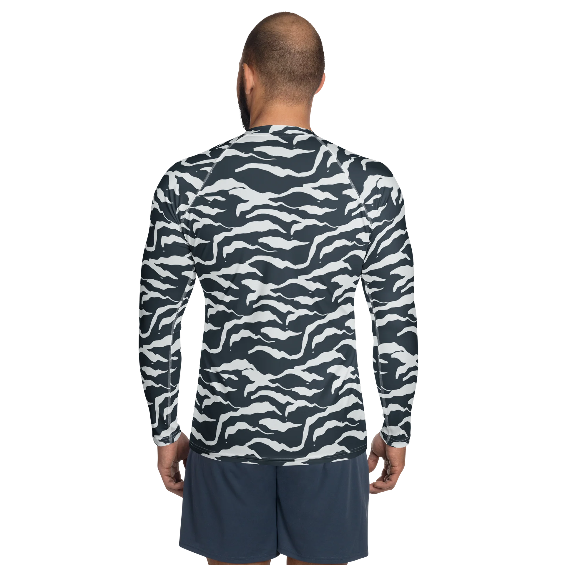 Wavy Organic Camo Stripes Men's Rash Guard product image (2)