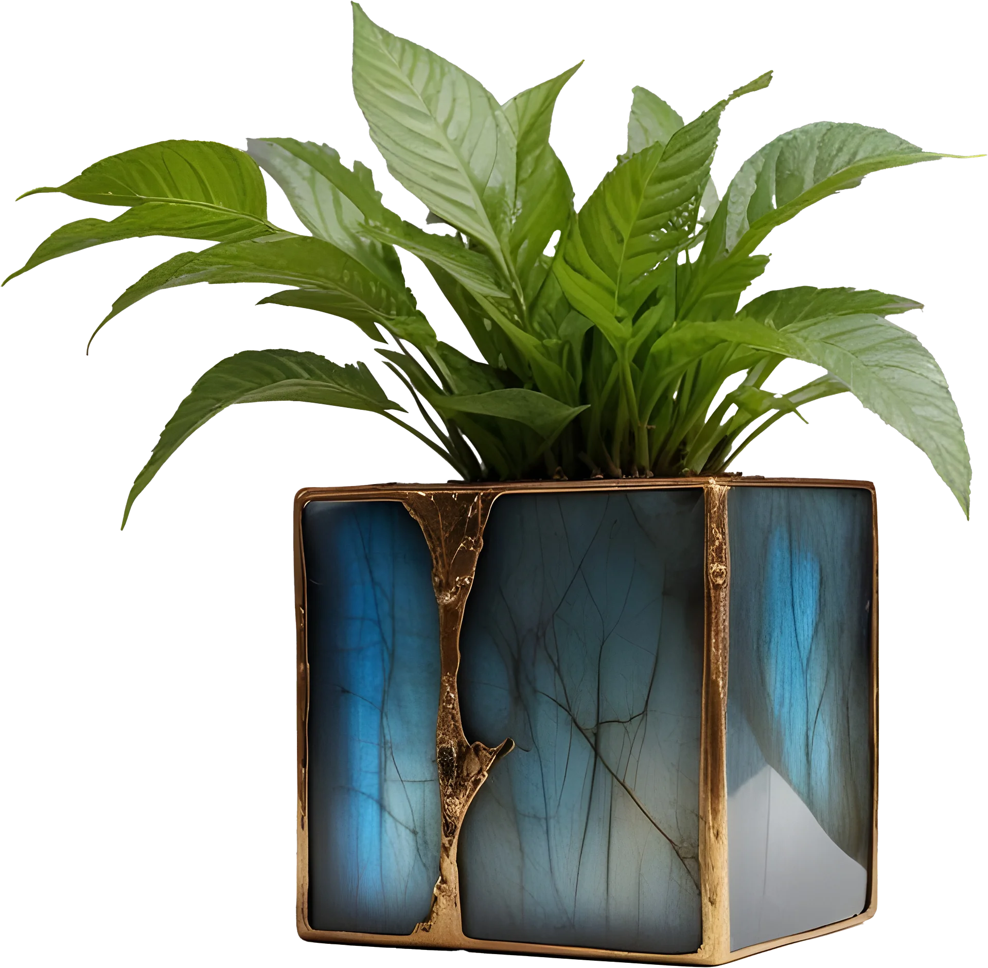 Stellar Luxe – Labradorite and Gold Planter PNG product image (1)