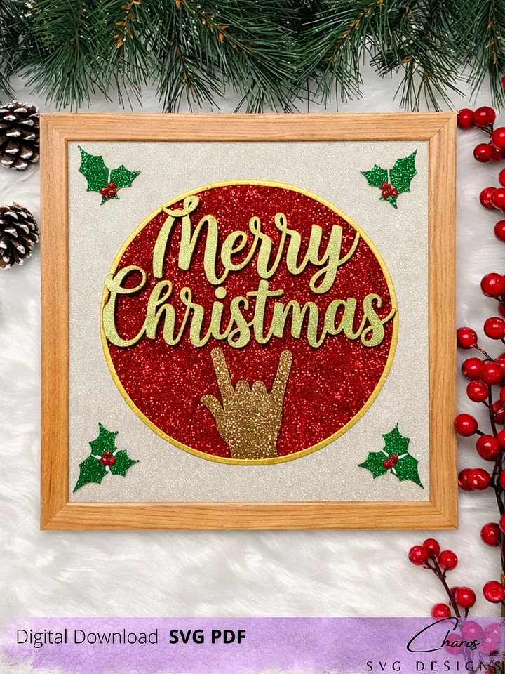 3D ASL Merry Christmas SVG Layered Shadow Box Design product image (2)