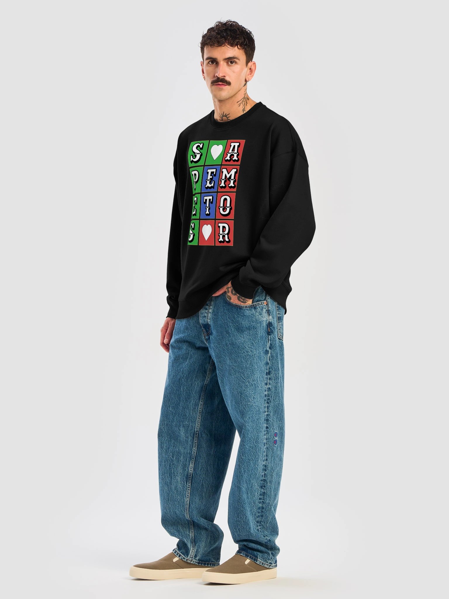 Hope and Love In Latin Quote Unisex Organic Cotton Blend Oversized Graphic Sweatshirt product image (8)