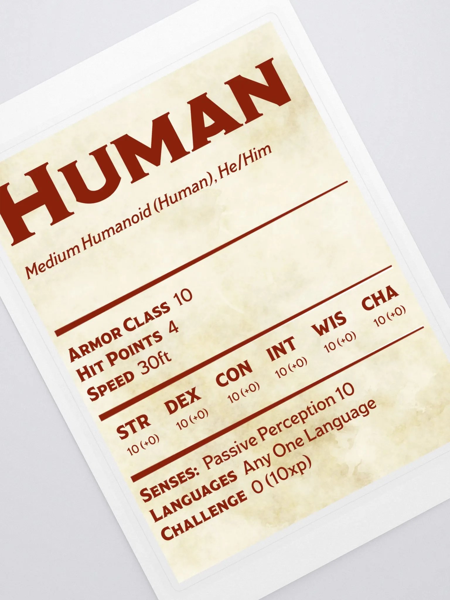 Human Statblock - He/him product image (1)