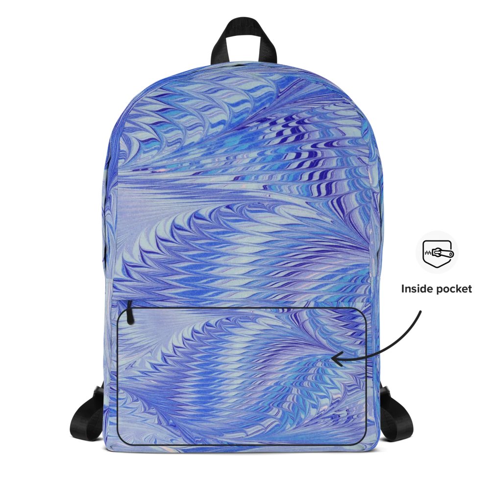 Blue Feathered Marbling Backpack product image (5)