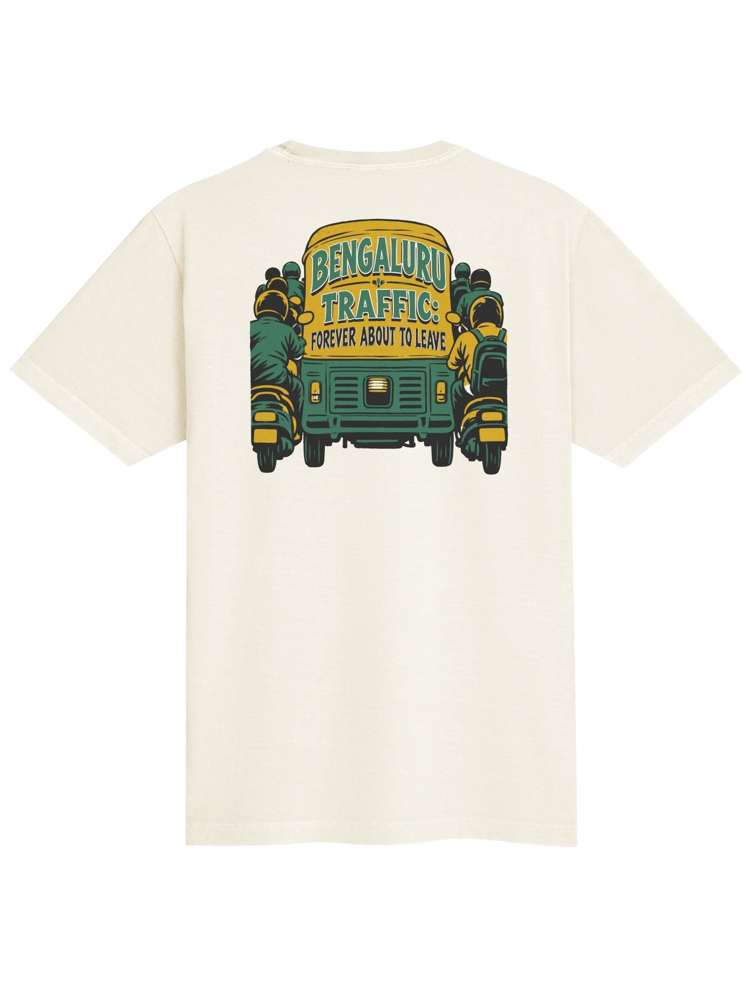 Bengaluru Traffic: Forever About to Leave (Heavyweight Tee, Front and Back) product image (2)