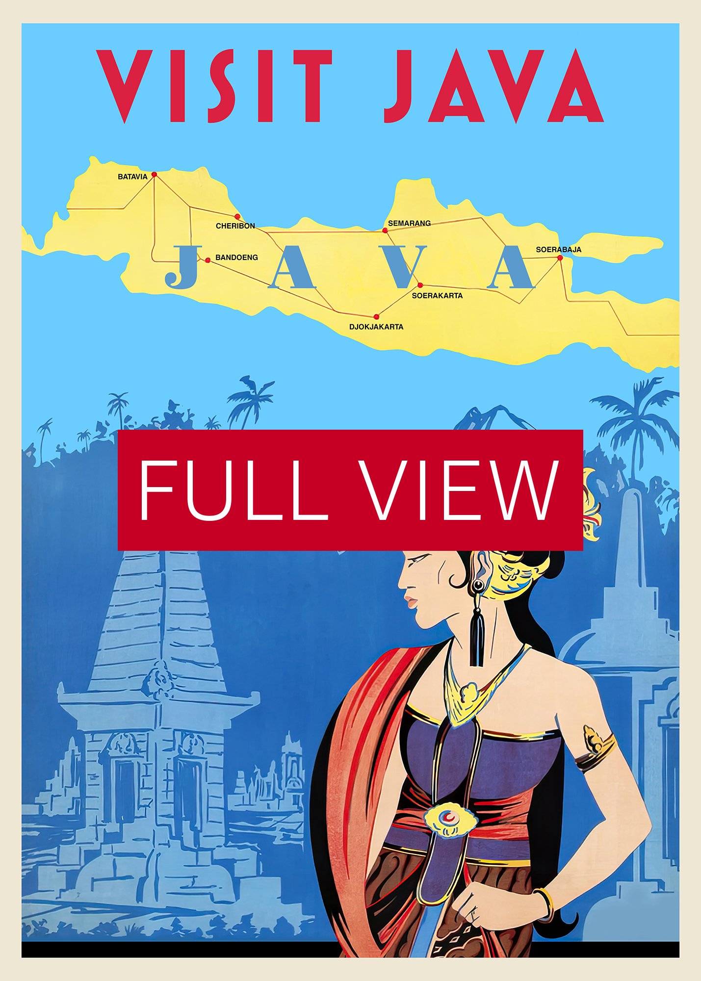 Visit Java. Indonesia, 1910s — retro vintage travel poster product image (3)